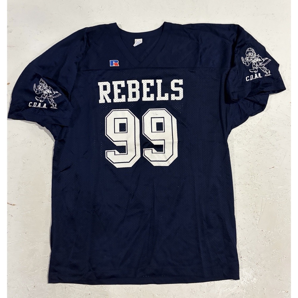 Vintage Russell Athletic Ole Miss Rebels Football Jersey Mens 2XL Blue College